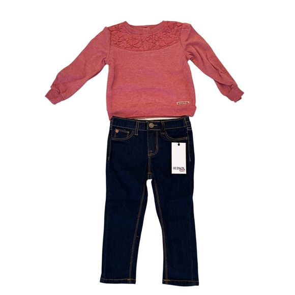 Hudson Adorable 2-Piece Set - Jeans & Long Sleeve Shirt, Size 2T K32 * - Picture 2 of 8
